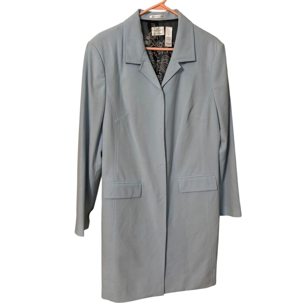 Emma James Stretch Long Blazer Jacket Light Blue Size 16 Career Office